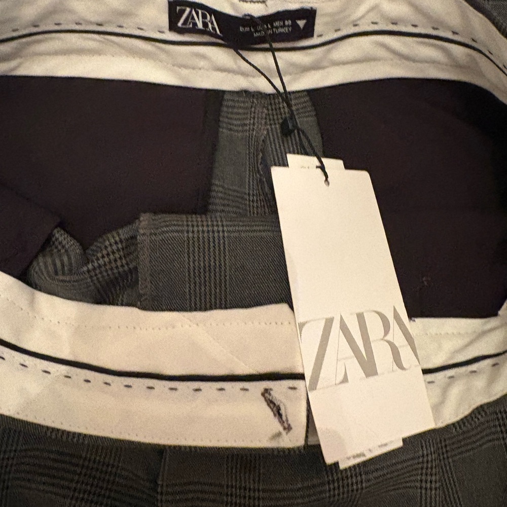 Zara Dark Gray Plaid Pants